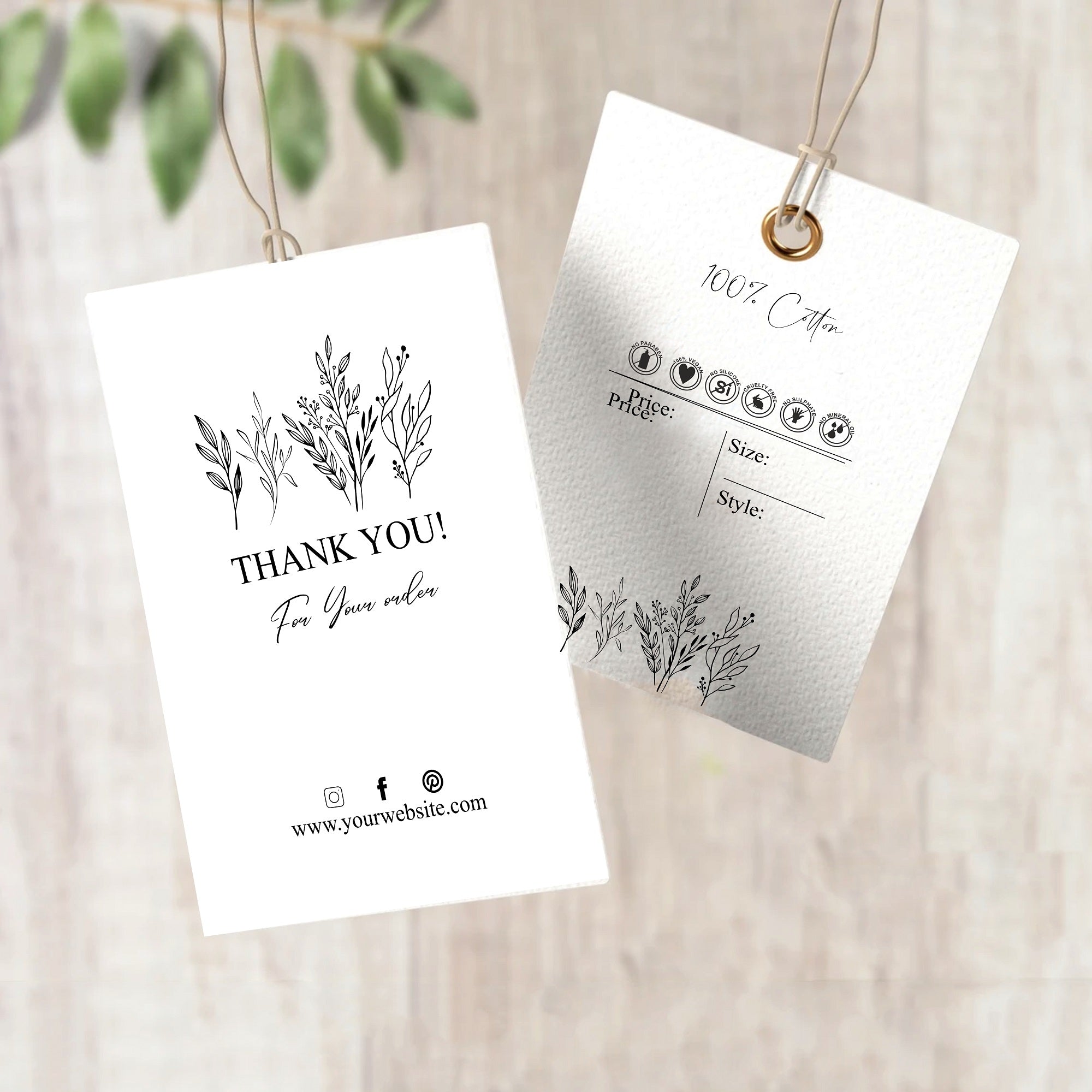 Premium White Thank you card editable template / Printable / instant download / Canva / PNG / PDF / Free Size thank you business card.