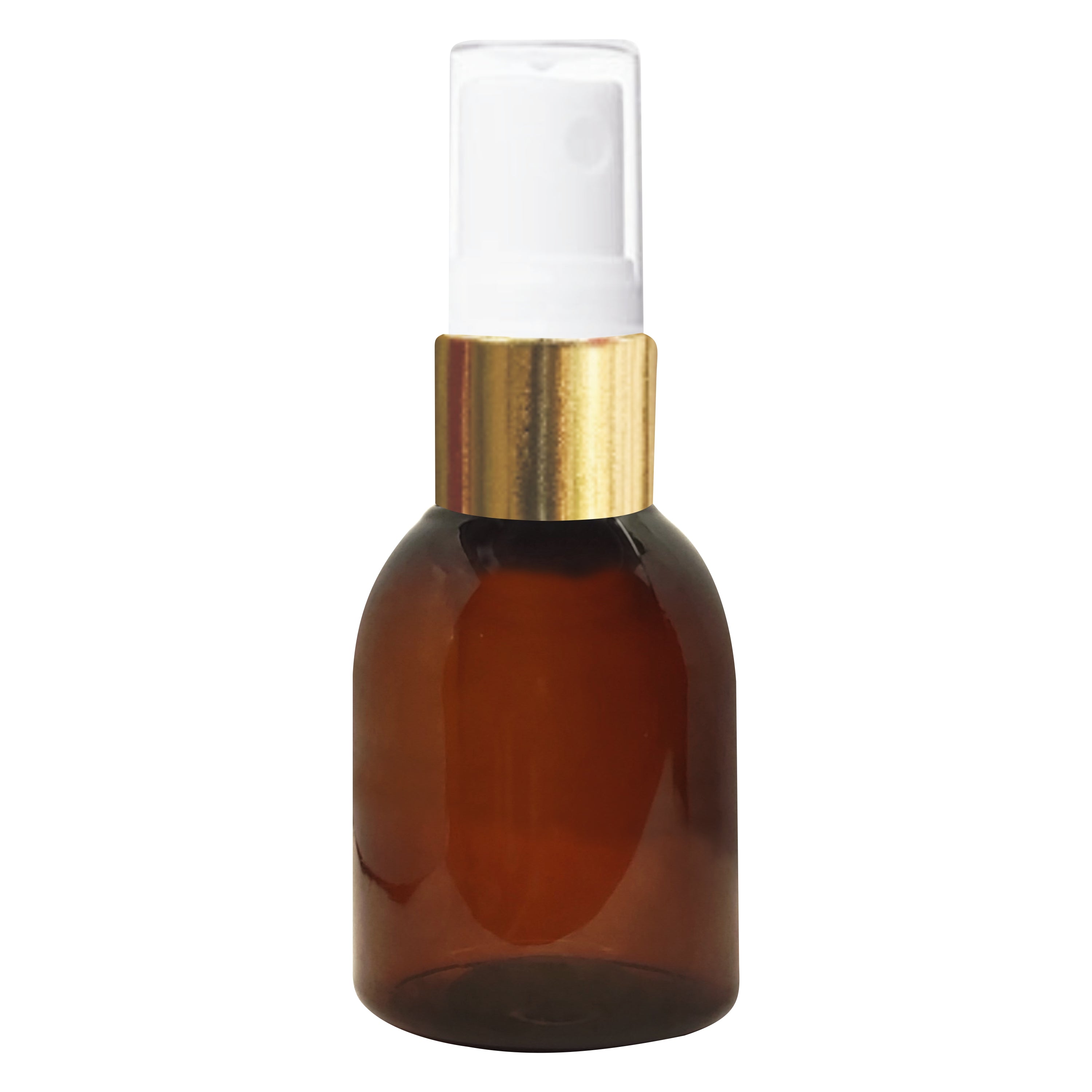 |ZMA18| AMBER COLOR BOTTLE WITH GOLDEN/WHITE MIST SPRAY PUMP Available Size: 50ml