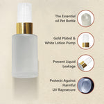 Load image into Gallery viewer, Frosted Glass Bottle With Golden Plated Lotion Pump 25ml, 30ml, 50ml, 100ml  [ZMG32]
