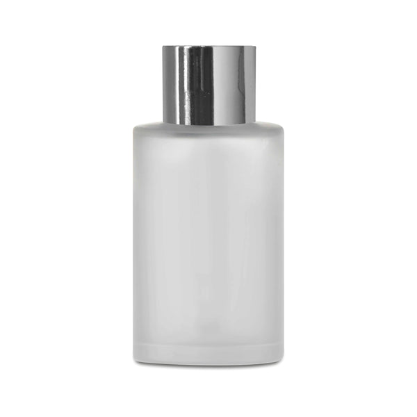 [ZMG44] Flat Shoulder Frosted Glass Bottle With Silver Cap 25ml, 30ml,  50ml 100ml