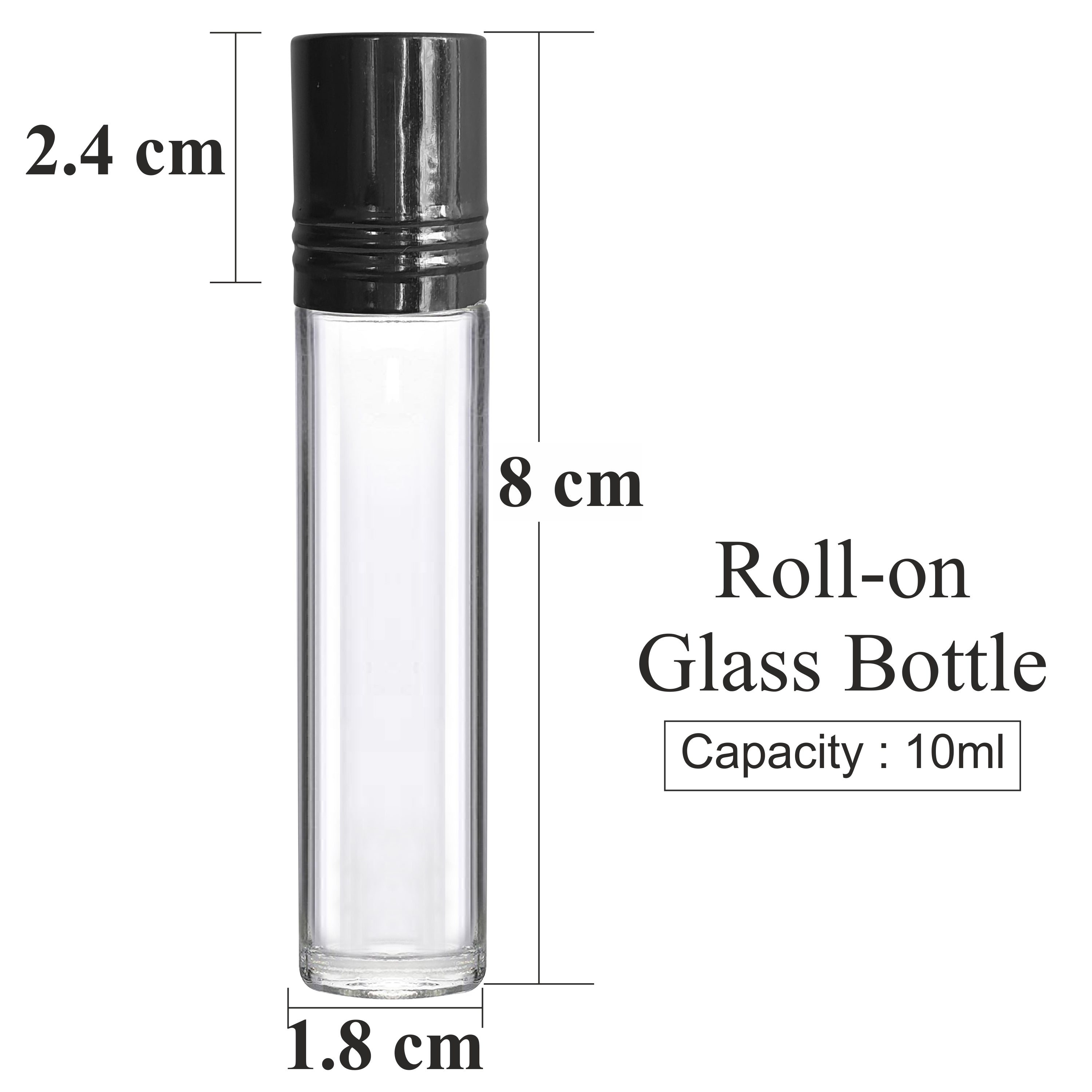 Essential Oil Roller Bottles, Empty Refillable Clear Glass Roll-on Bottles Perfume Roller Bottles with Roller Balls and Black Cap |ZMG41|