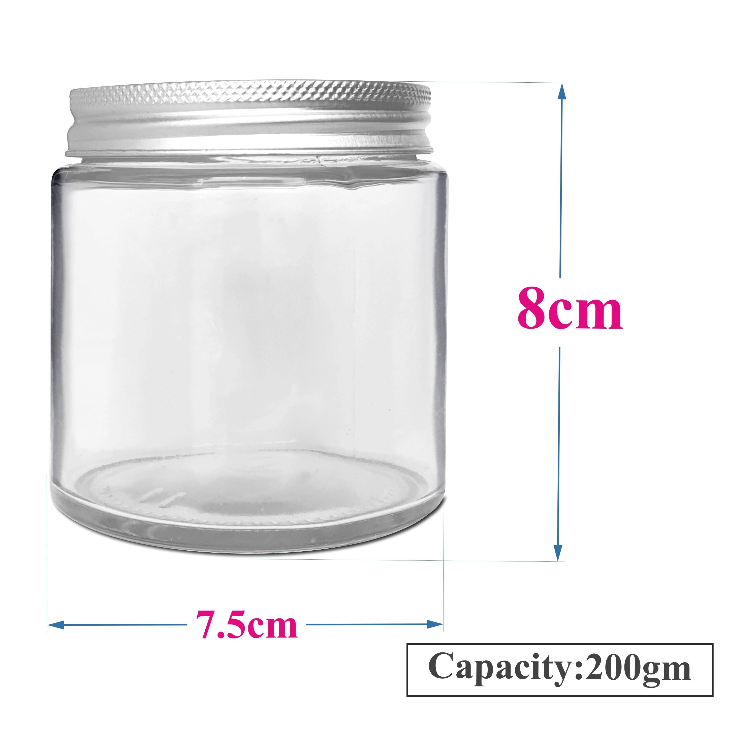 Transparent glass jar with silver tin lid  |200gm|  |100gm| ZMJ24|