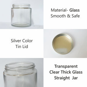 Transparent glass jar with silver tin lid  |200gm|  |100gm| ZMJ24|