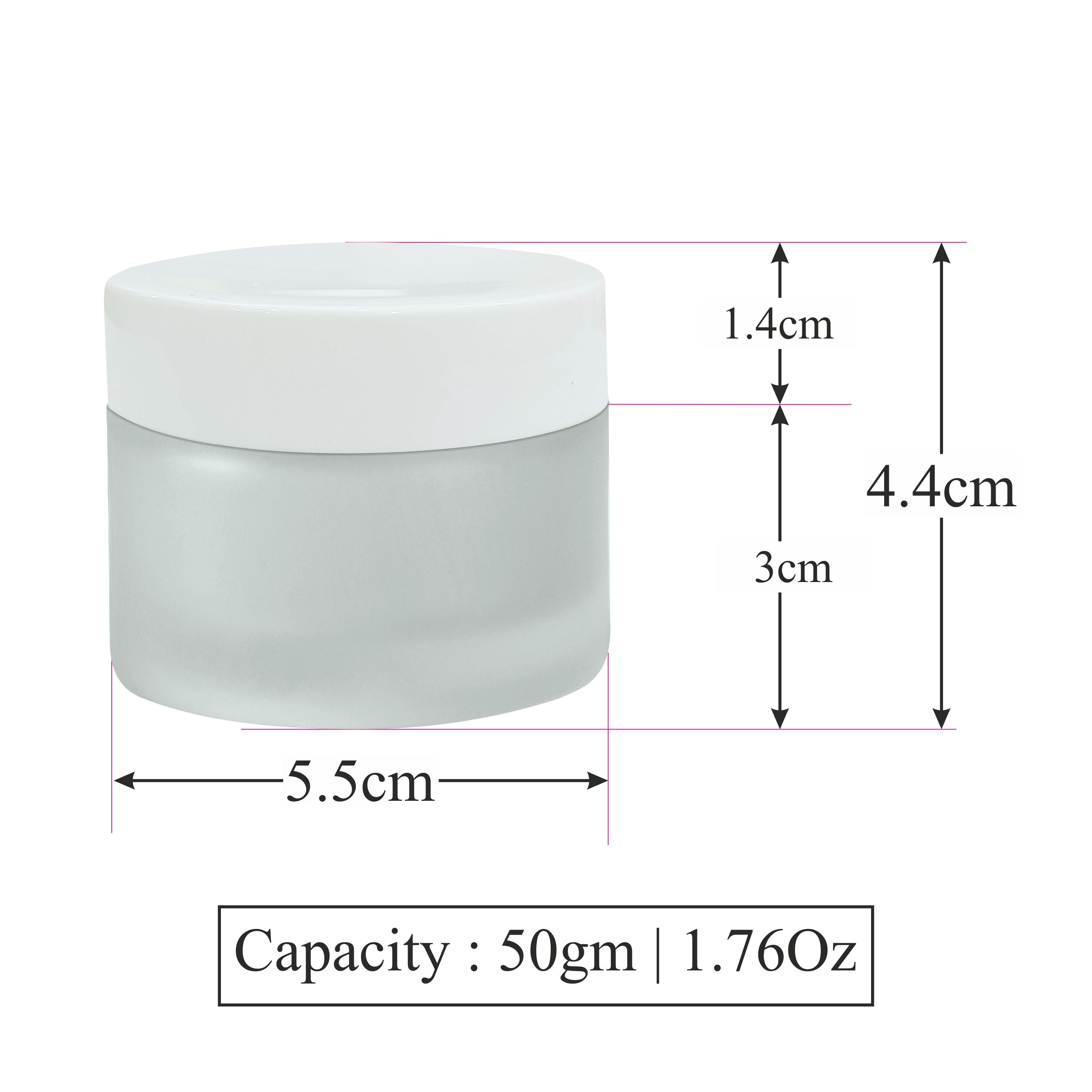 Frosted Glass Jar With white color pet Lid-50GM [ZMJ26]