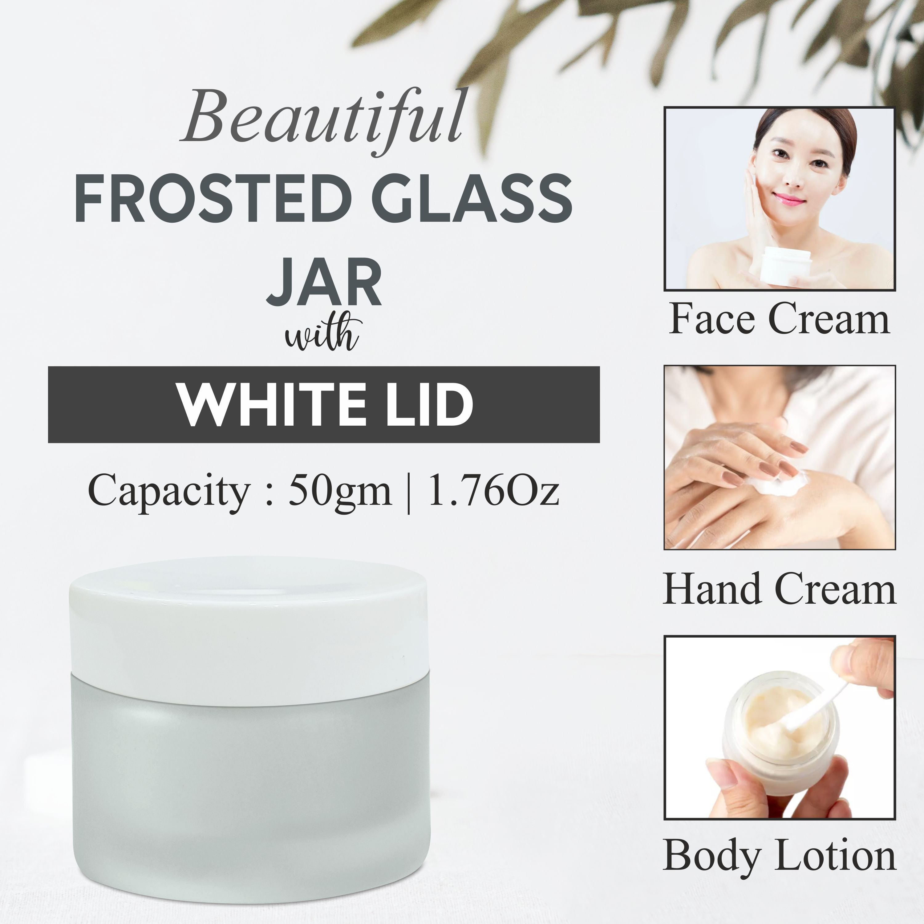 Frosted Glass Jar With white color pet Lid-50GM [ZMJ26]