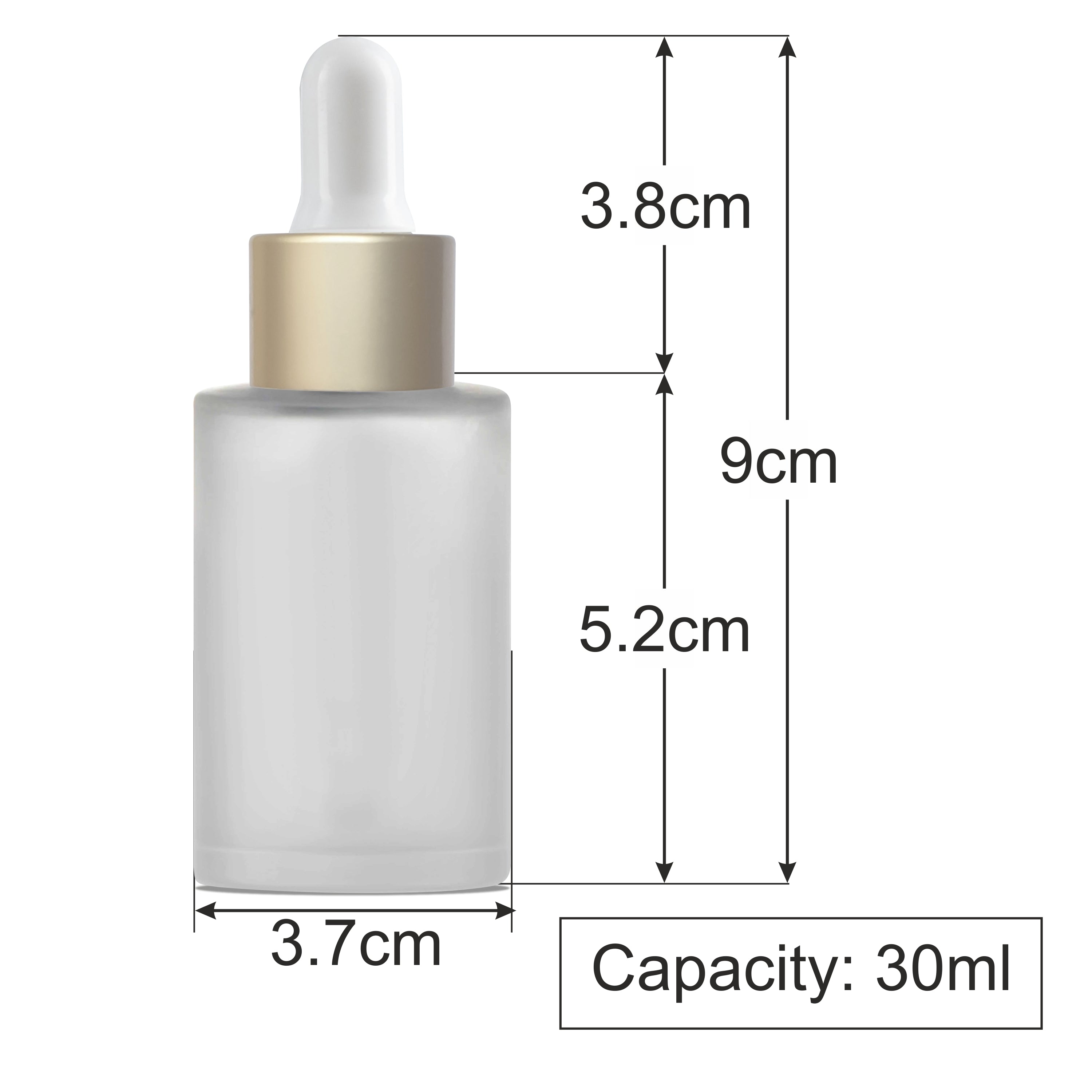 FROSTED GLASS BOTTLE WITH GOLD PLATED DROPPER [ZMG42]  25ML, 30ML , 50 ML