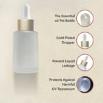Load image into Gallery viewer, FROSTED GLASS BOTTLE WITH GOLD PLATED DROPPER [ZMG42]  25ML, 30ML , 50 ML
