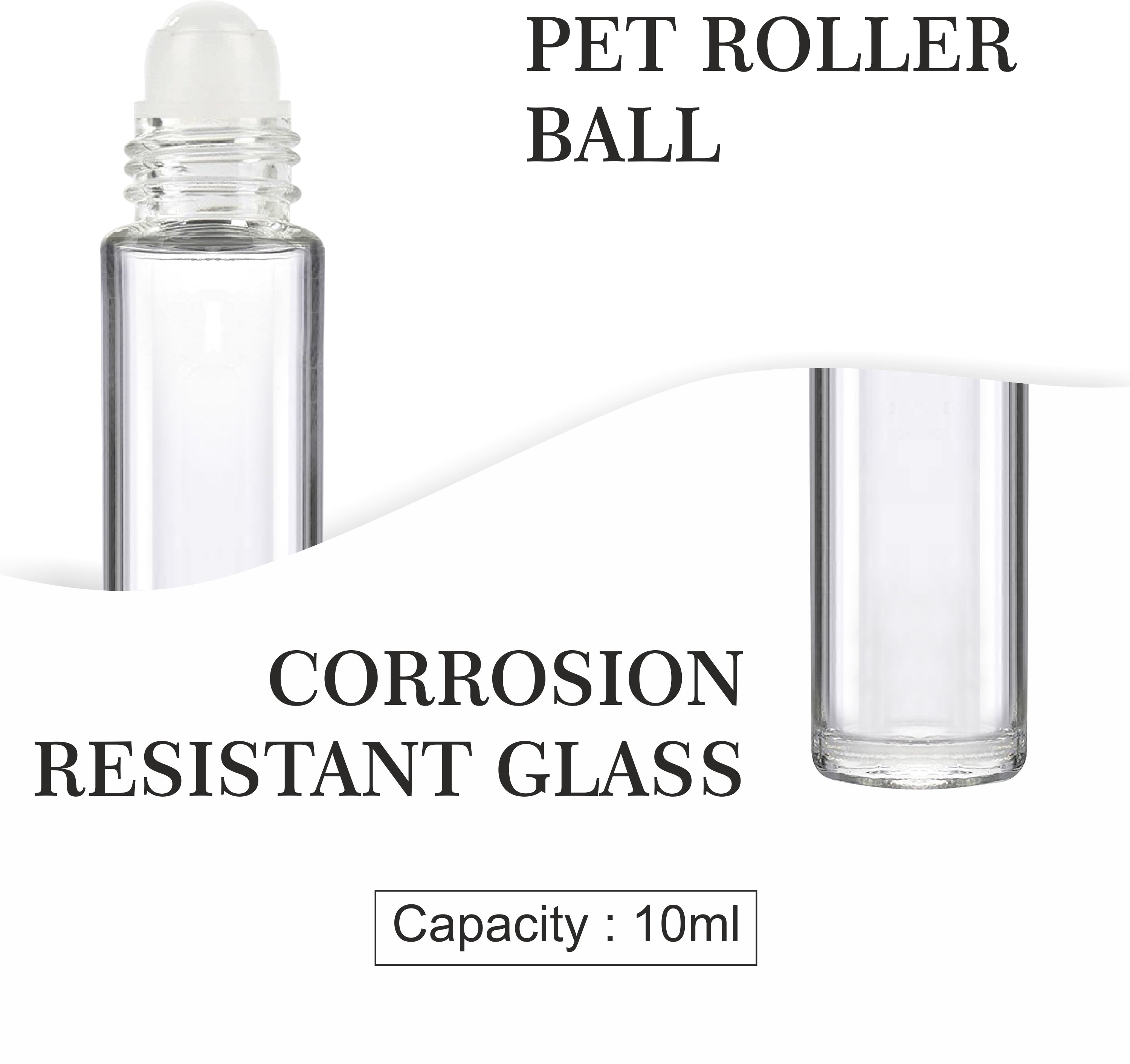 Essential Oil Roller Bottles, Empty Refillable Clear Glass Roll-on Bottles Perfume Roller Bottles with Roller Balls and Black Cap |ZMG41|