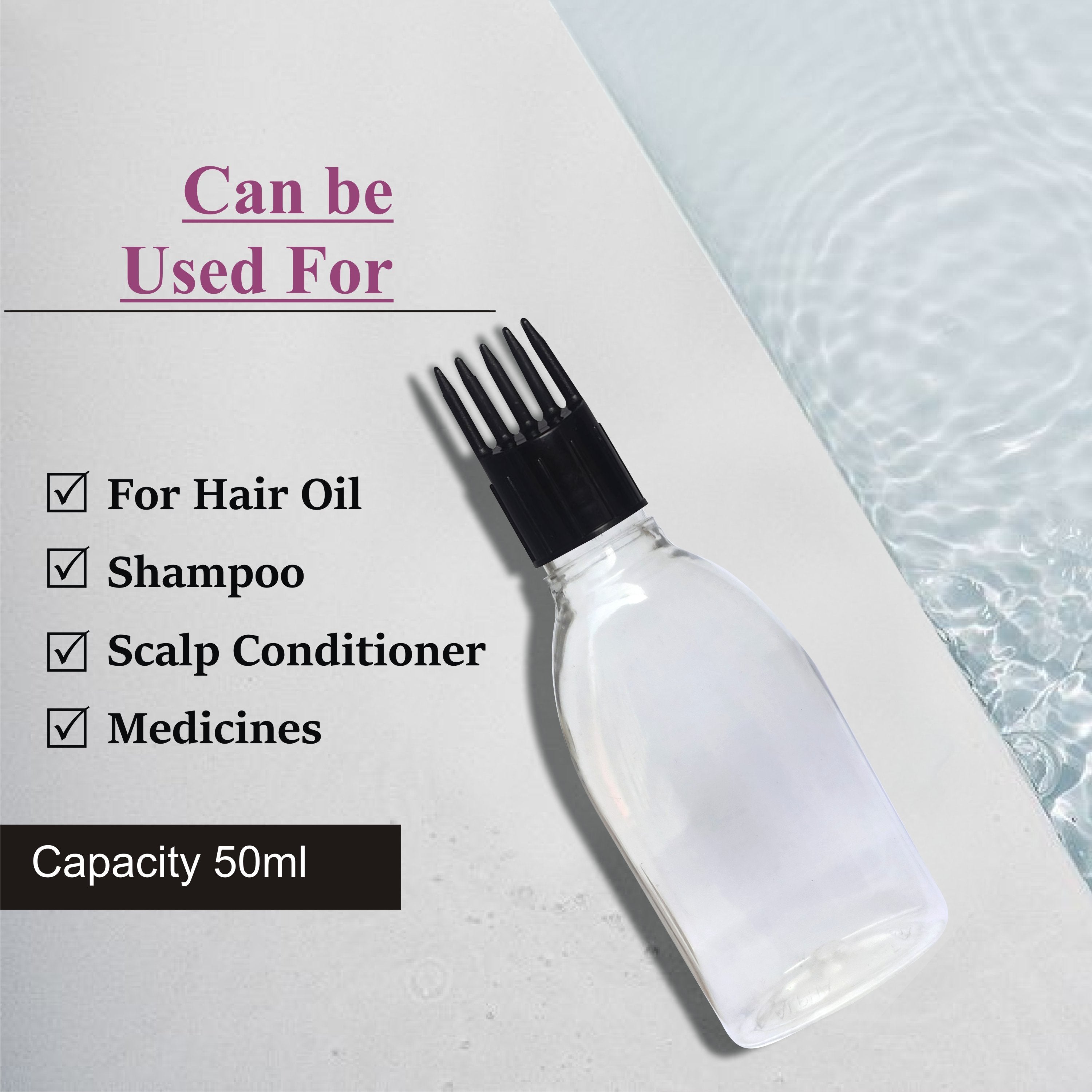Empty Black bottles with Applicator Cap For Shampoo Hair Oil 100 ml Bottle  5 pcs
