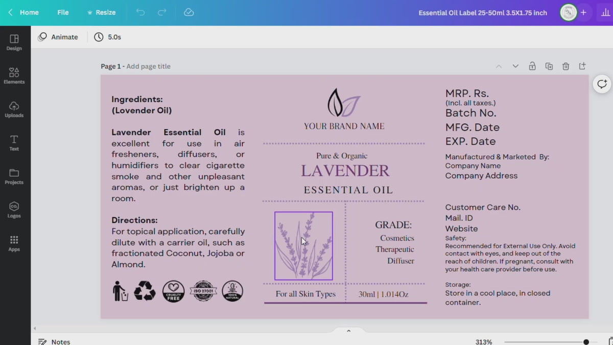 Product Label Template Editable Cosmetic Label Template Skin Care Labe ...