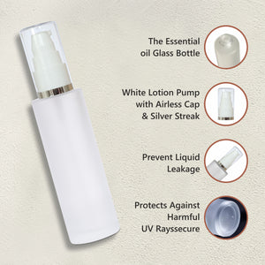 Beautiful Frosted Glass Bottle With Lotion Pump [ZMG33] 25ML, 30ML, 50ML & 100ml