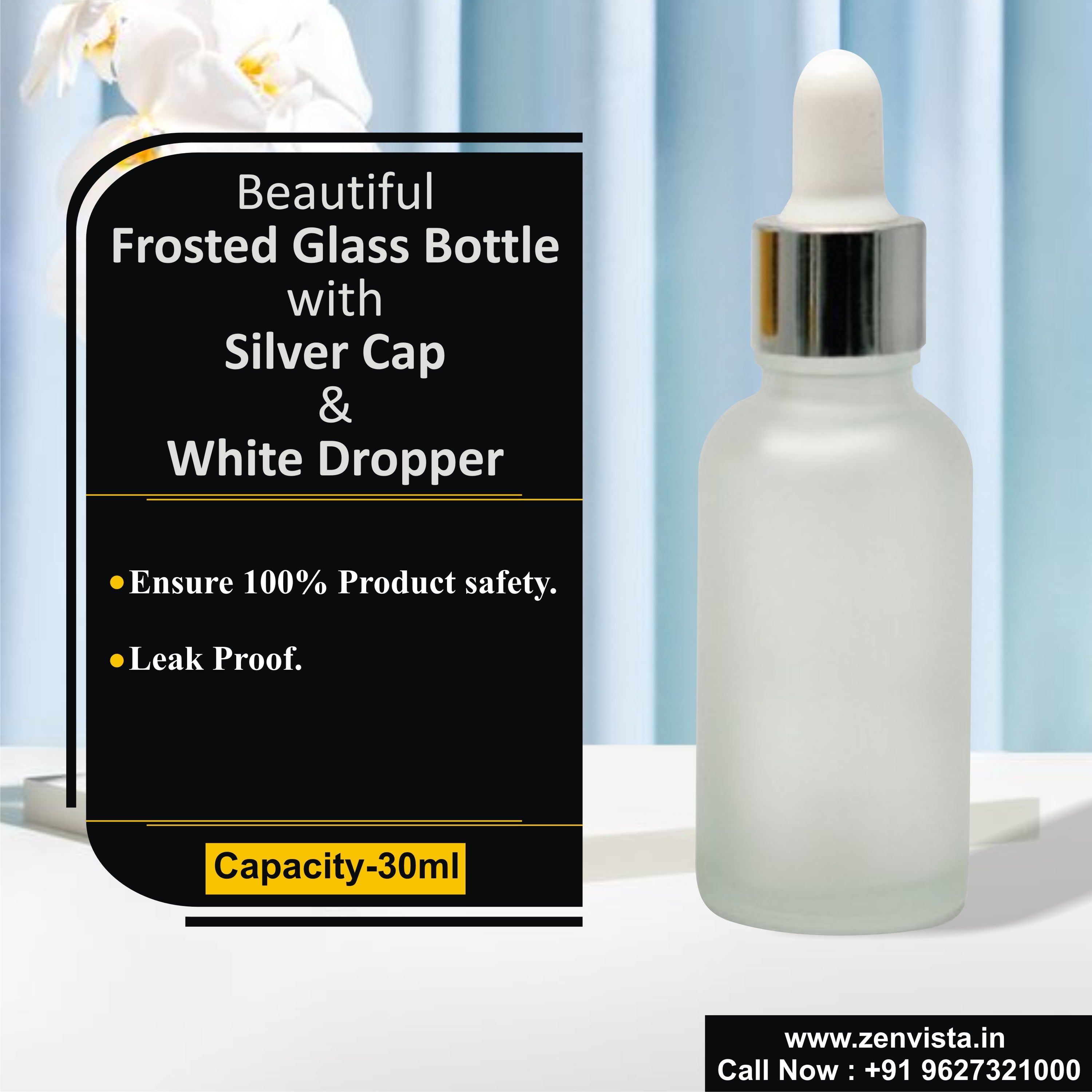 Frosted Glass Bottle with Silver Plated Dropper| 15ml & 25ml ,30ml | [ZMG02]