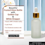 Load image into Gallery viewer, Transparent Frosted Glass Bottle with Golden Plated Dropper| 15ml, 25ml &amp; 30ml [ZMG01]
