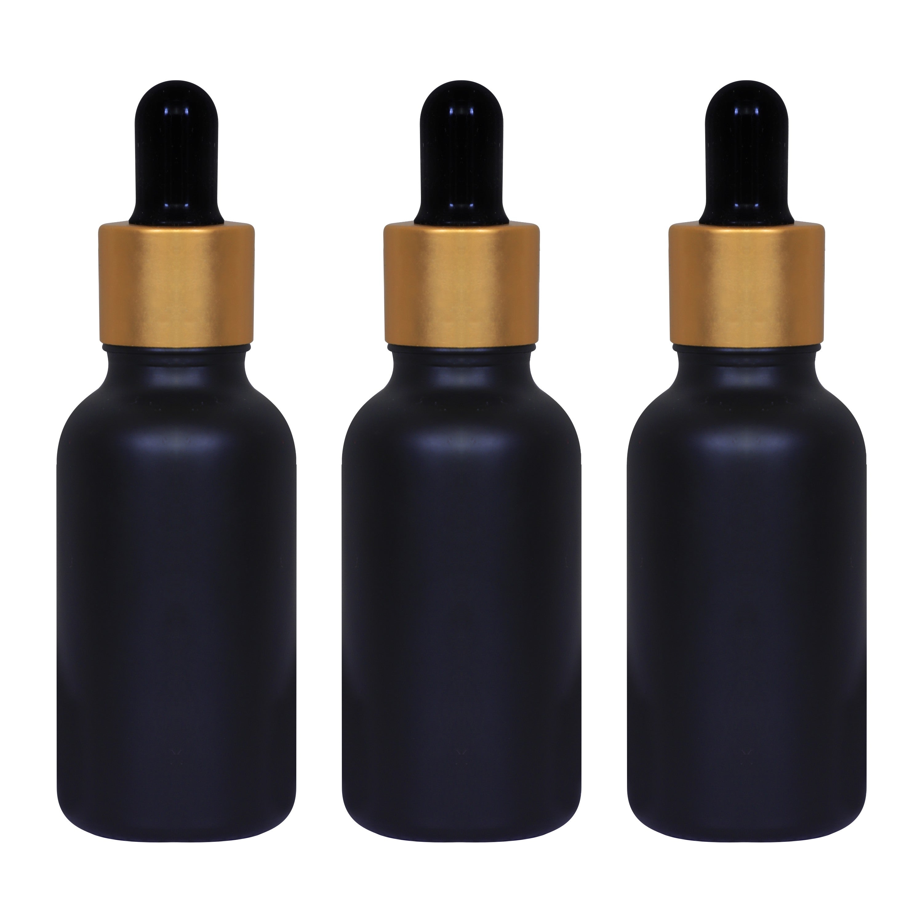 black glass , glass black color bottles , 30ml black droppers , gold plated black droppers , droppers for essential oils , glass droppers , black frosted glass, gold plated black droppers , 30 ml droppers .