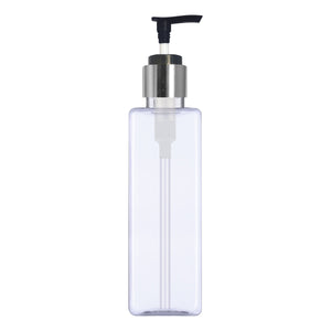 zenvista 100 ml empty plastic bottle with silver plated dispenser pump for lotion serum oils  kitchen oils  essential oils  bottle square bottle transparent bottle for cosmetics