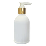 Load image into Gallery viewer, zenvista 300ml empty plastic bottle with gold plated white dispenser pump for lotion serum oils  kitchen oils  essential oils  bottle round  bottle milky white  bottle for cosmetics
