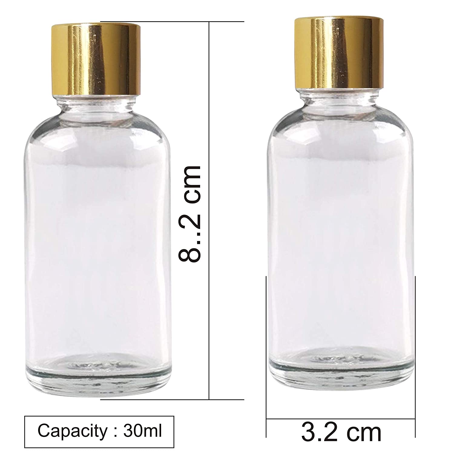 Transparent Glass Bottle With Golden Screw Cap 15ml, 25ml,30ml [ZMG09 –  Zenvista Packagings