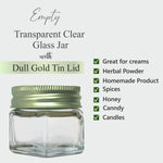 Load image into Gallery viewer, |ZMJ27|  Empty Transparent Clear Glass Jar with Dull Green Tin Lid  |25gm|
