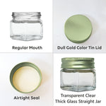 Load image into Gallery viewer, |ZMJ27|  Empty Transparent Clear Glass Jar with Dull Green Tin Lid  | 25gm &amp; 30gm |
