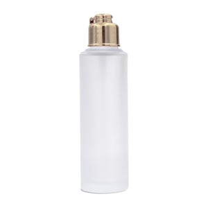 |ZMG43|  FLAT SOLDER FROSTED GLASS BOTTLE WITH GOLD PLATED LOCKET CAP Available Size: 25ml, 30ml, 50ml, 100ml