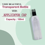 Load image into Gallery viewer, zenvista transparent bottles , 200ml empty transparent bottles , empty transparent applicator bottles , bottles with applicator cap , black applicator cap , empty bottles with black applicator cap , inner plug applicator cap, 200ml black applicator cap bottles .
